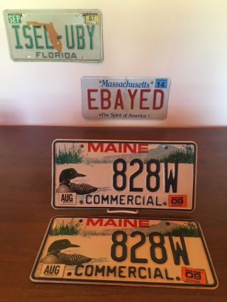Maine License Plate Pair Loon Bird Commercial Vehicle 828w Matched Set