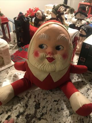 Vintage Humpty Dumpty Egg Plush Stuffed Santa Claus Knickerbocker
