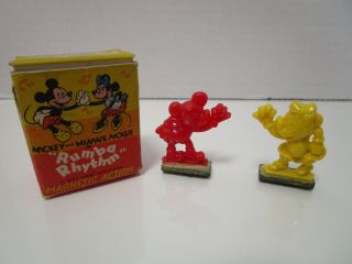 Vintage C1950s Mickey And Minnie Mouse Rumba Rhythm Magnetic Dancing Toy W/box