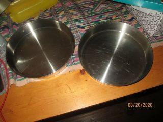 Set Of Two Vintage Heavy Stainless Steel 9 " X 1 1/2 " Round Cake Pan Made In Usa