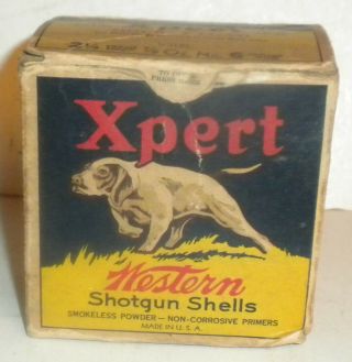 Early 1 Pc.  Shotgun Shell Box 20 Ga.  Western Xpert With Bird Dog