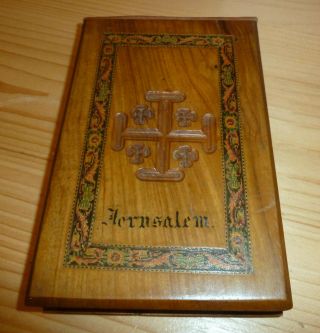 Antique Pressed Flowers In Olive Wood Book - Jerusalem Flowers Of The Holy Land