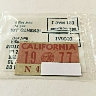 1977 Nos California Dmv License Plate Validation Tag Tab Decal Sticker