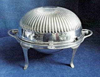 Large 14 " Silver Plated Rollover / Buffet Dish C1900 By Atkins Bros