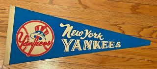 Vintage York Yankees Felt Pennant 29.  5 " Long