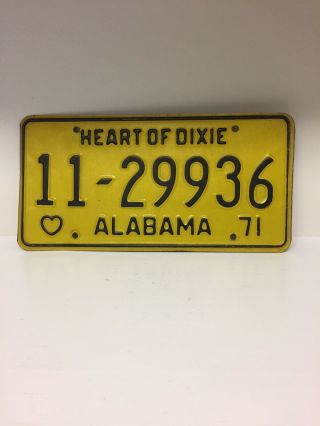 1971 Calhoun County Alabama License Plate,  “heart Of Dixie”