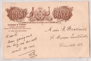 Vintage Postcard Bank Of Australasia,  Adelaide South Australia 1900s
