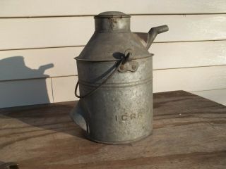Vintage Icrr Ic Rr Illinois Central Railroad Galvanized Fuel Oil Can Embossed