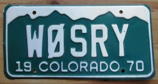 Colorado 1970 Amateur / Ham Radio License Plate W10sry