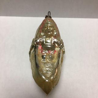 Antique Vintage German Glass Christmas Ornament Native American Indian In Canoe
