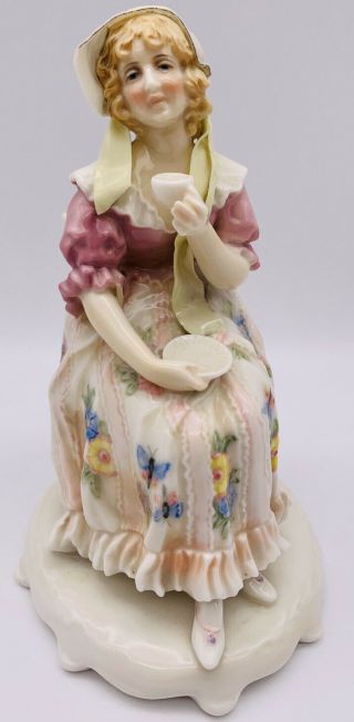 Antique Dresden Karl Ens Victorian Woman Porcelain 7 " Figurine Volkstedt Germany