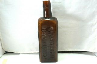 One Antique Carpathian Herb Bitters Amber Color Bottle Hollander Drug Co.  Pa.