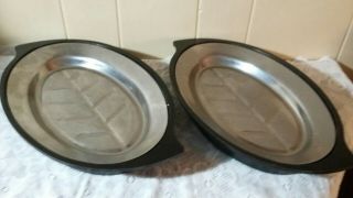 2 Nordic Ware 1112 Platters And Holders,  Sizzler Steak Fajita Plate Vintage