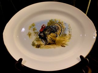 Vtg Large Thanksgiving Tom Turkey Platter 15’5”x12