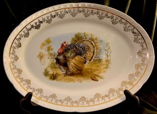 Vtg Large Thanksgiving Tom Turkey Platter 15 X 11’5