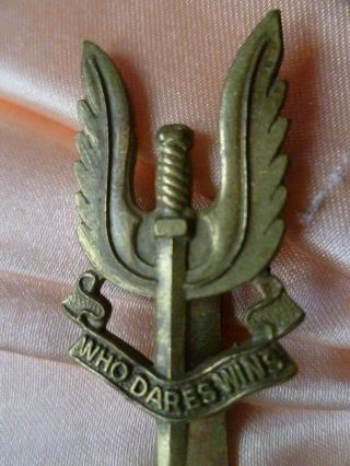 Sas Special Air Service Cap Badge All Brass Long Slider Antique