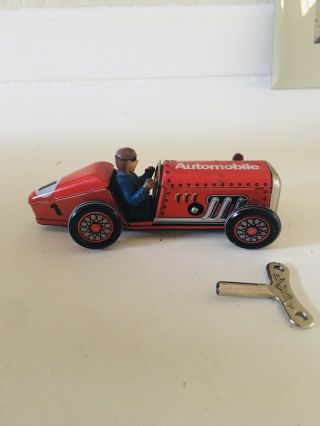 Speedway Racer Key Wind Up Tin Car Vintage Style Schylling Toys 2000.  Red No.  1