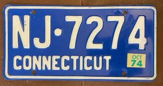 Connecticut 1974 License Plate Quality Nj - 7274