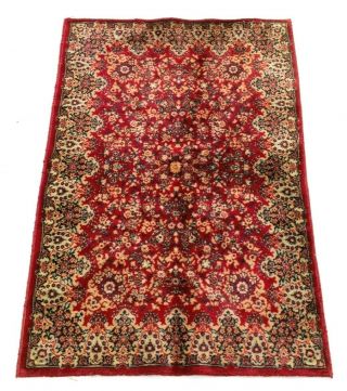 Vintage Red Oriental Wool Area Rug Floral Turkish Decor Antique 4 X 6