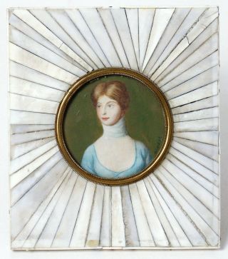 Fine Antique 19th Century Portrait Miniature Of A Lady 1