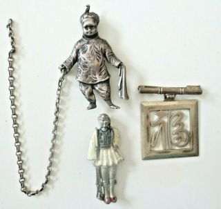 3 Vintage Persian / Asian Silver Brooches 1 Is Sterling; 2 Are White Metal