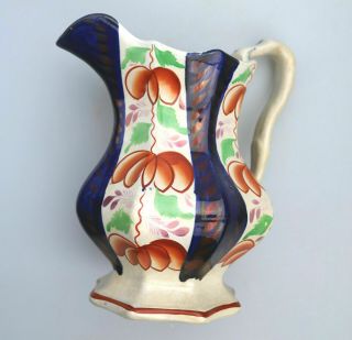 A Large Antique Victorian English Pottery Gaudy Welsh Jug 3 19thc