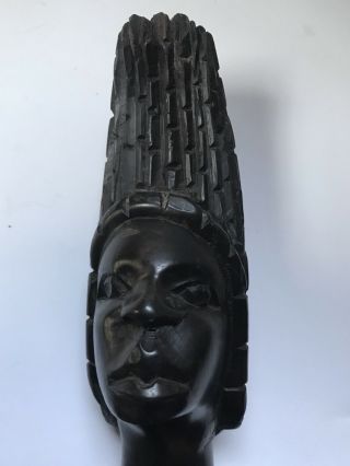African Vintage Wood Hand Carved Sculpture Statue Bust Head Headdress 8”