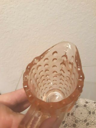 Vtg Pink Glass Hobnail mini Creamer Pitcher Syrup pour VICTORIAN Shabby chic 4 