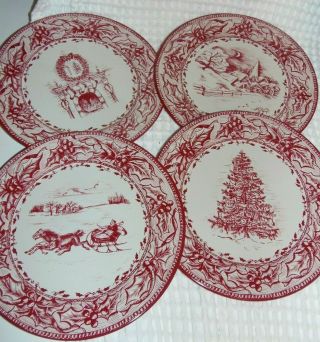 Restoration Hardware Christmas Tin Plates Set Of 4 Vintage Look