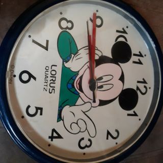 Vintage Disney Mickey Mouse Blue Wall Clock Lorus Quartz Japan Movement 10 Inch