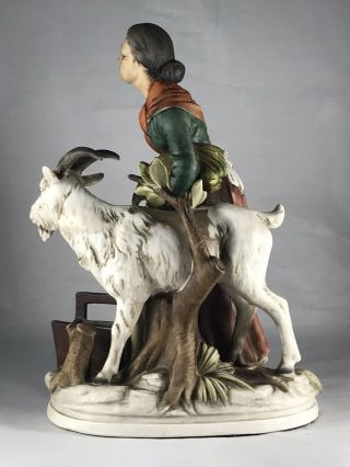 Vtg Napcoware Porcellane D ' Arte Figurine Old Woman Feeding Billy Goat Japan 3