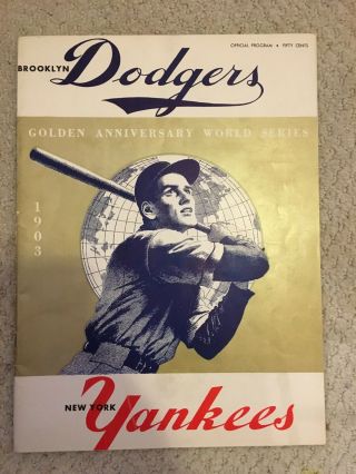 1953 Ny Yankees Vs Brooklyn Dodgers Official World Series Vg/ex With Loa