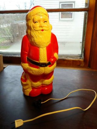14 " Union Products Vintage Blow Mold Santa With Cord And Bulb Clamp 01453