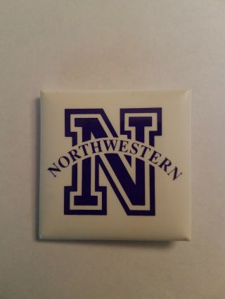 Vintage Northwestern University Lapel Pin Button 2 " Square Off White With Purple