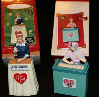 2 Vintage I Love Lucy Hallmark Ornaments: Job Switching And Tv Commercial