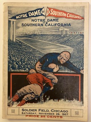 Notre Dame Vs Southern California Football Program,  Nov 26,  1927,  Soldier Field