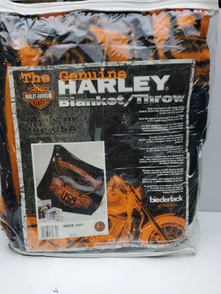 Biederlack Harley Davidson Eagle Throw Fleece Blanket 55” X 44” Made In The Usa