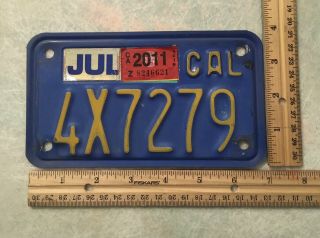 California Vintage Motorcycle Blue/yellow License Plate 4x7279 Jul 2011 Stickers