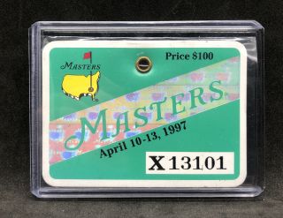 1997 Masters Badge - Tiger Woods 1st Major And Masters Championship Victory