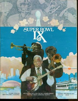 Bowl Ix 9 Program Steelers V Vikings 1/12/1975 Tulane Stadium Nmt 68108
