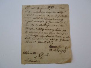 Antique Famous Autograph Museum Quality 18th Century Jonathan Clark Signed 1787