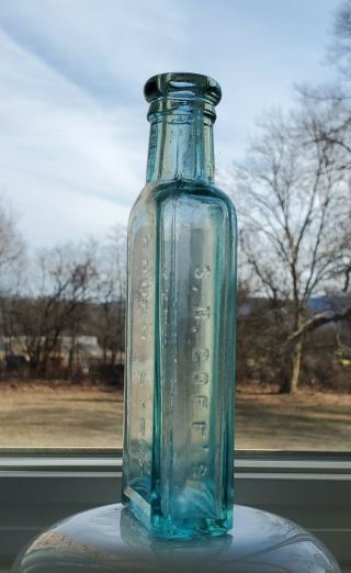 Vintage Medicine Bottle - S.  B.  Coff ' s Cough Syrup aqua glass BIM 2