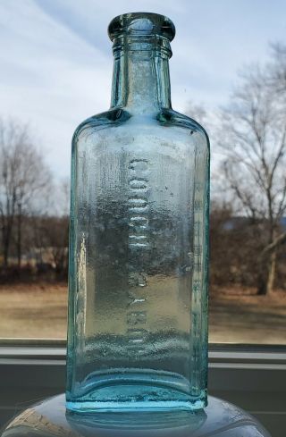 Vintage Medicine Bottle - S.  B.  Coff ' s Cough Syrup aqua glass BIM 3