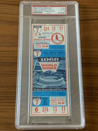 Clincher 1968 World Series Game 7 Cardinals Vs.  Tigers Full Ticket Psa 4