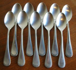 10 Vintage Towle Beaded Antique Germany 18/8 Stainless Place Spoons