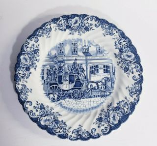 Vintage Johnson Brothers Coaching Scenes Blue And White Decorative Plate