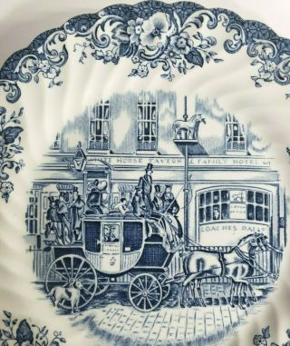 Vintage Johnson Brothers Coaching Scenes Blue and White Decorative Plate 2