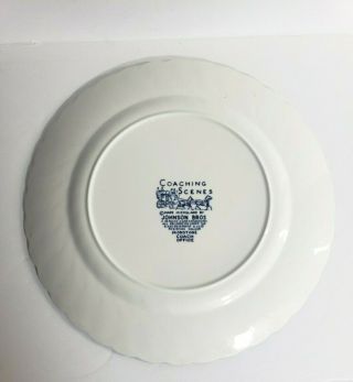Vintage Johnson Brothers Coaching Scenes Blue and White Decorative Plate 3