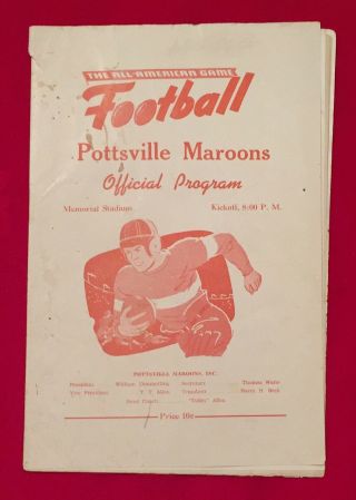 Late 1930s Pottsville Maroons Vs York Roses Coal Region Football Program Antique