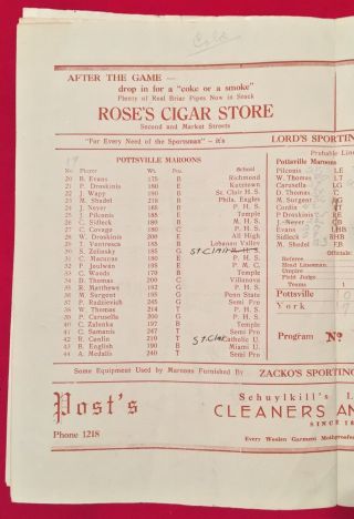 Late 1930s Pottsville Maroons vs York Roses Coal Region Football Program Antique 6